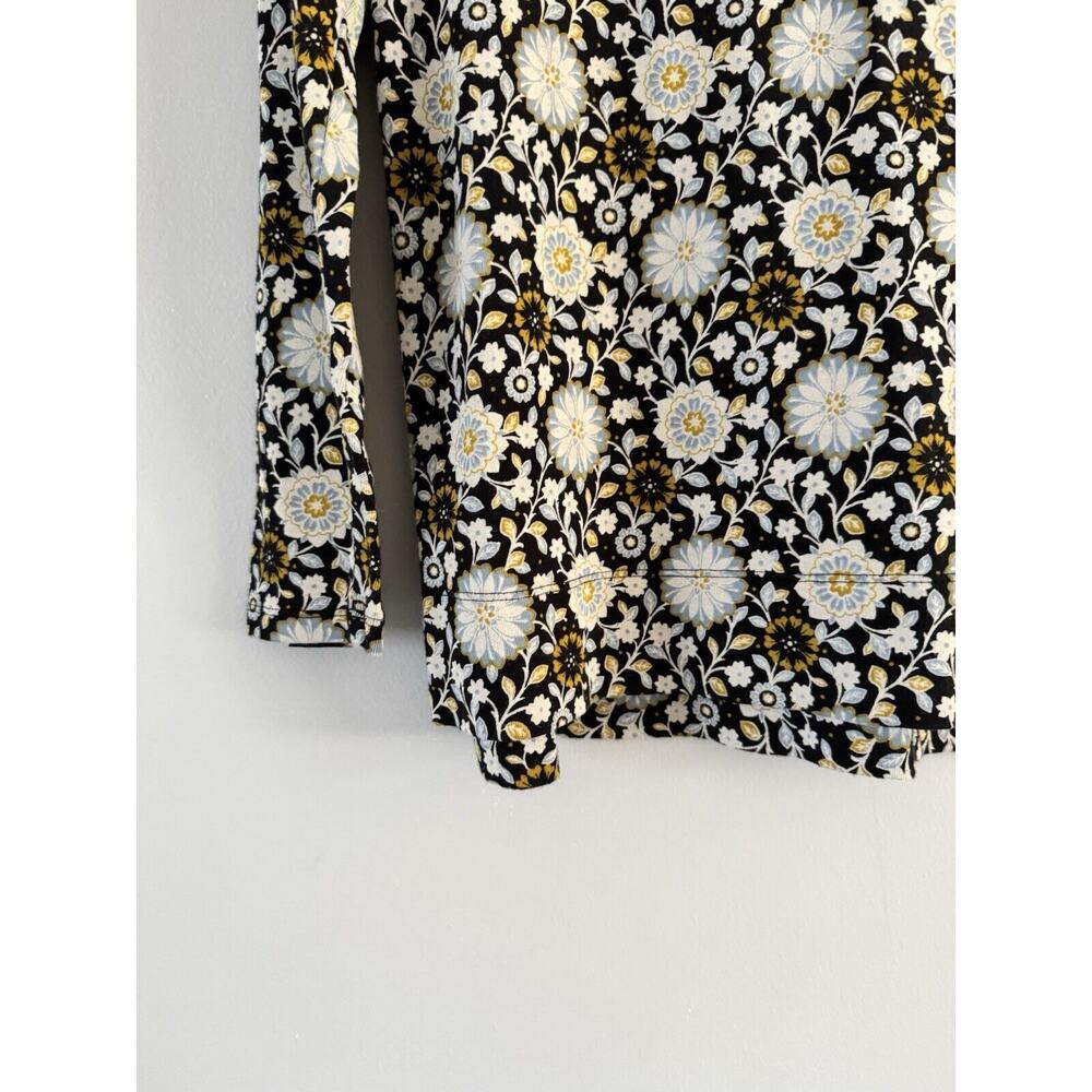 J. Jill Pima Cotton V Neck Long Sleeve Floral Print T-shirt Womens Size Small - Picture 4 of 6